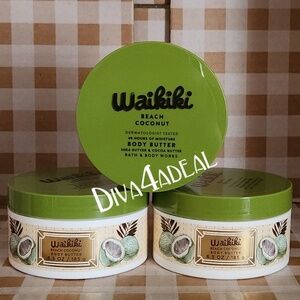3X Bath & Body Works WAIKIKI BEACH COCONUT 6.5 OZ Body Butter Bundle